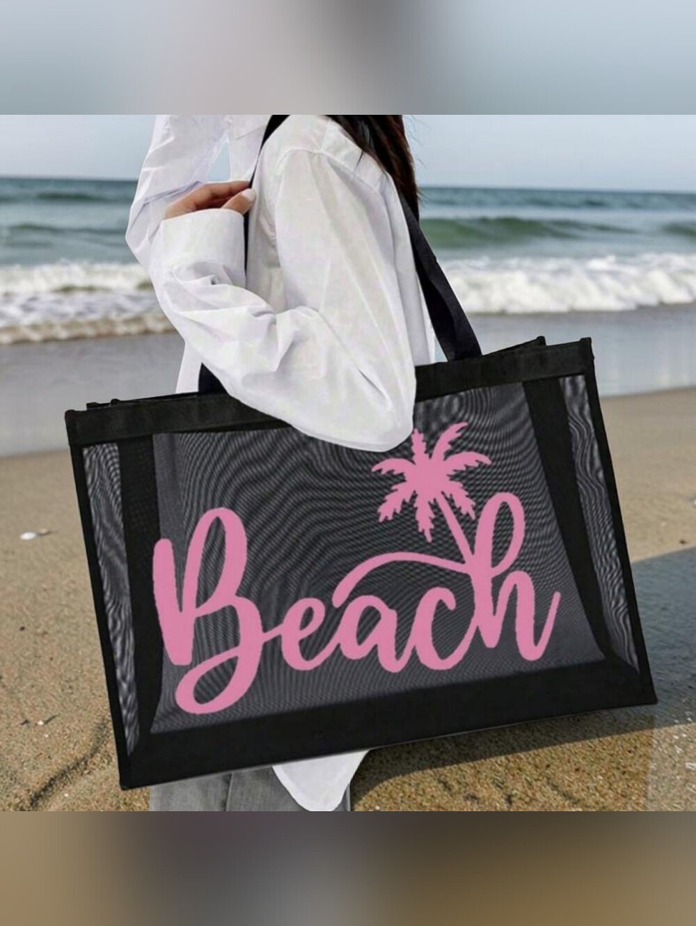 Large-capacity Breathable Mesh Beach Tote Shoulder Bag